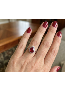 Lab Rubilitte Taşlı Damla Motif Gümüş Yüzük