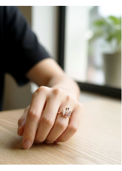 Kuğu Motif Mineli Gümüş Yüzük