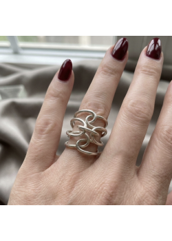 İç İçe Geçen Halka Motif Taşsız Gümüş Yüzük