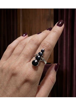 Onix Taşlı Dört Taş Gümüş Yüzük