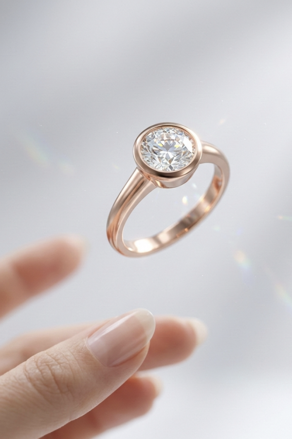 Yuvarlak Taşlı Yüksek Model Gümüş Yüzük