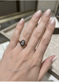 Damla Taşlı Siyah Kalem Detaylı Gümüş Yüzük