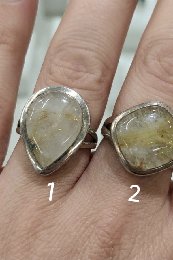 Rutil Kuvars Taşlı Gümüş Yüzük Serisi