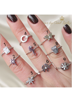 Desenli Arkası Açık Mini Gümüş Yüzükler Serisi (adet)