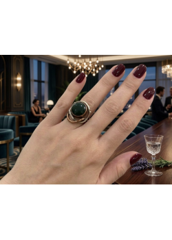 Koyu Yeşil Akik Taşlı Gümüş Yüzük