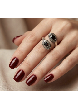 Koyu Renk Lal Taşlı Gümüş Yüzük