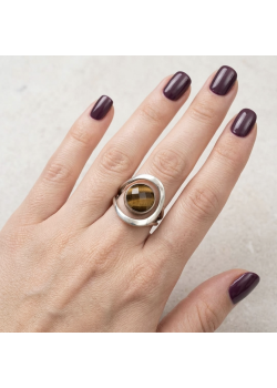 Faset Kesim Kaplangözü Taşlı Gümüş Yüzük