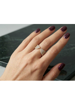 Üstü Açık Uçları Sivri Motif Gümüş Yüzük