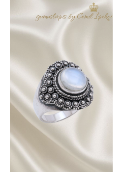 Aytaşı Taşlı Yuvarlak Motif Gümüş Yüzük