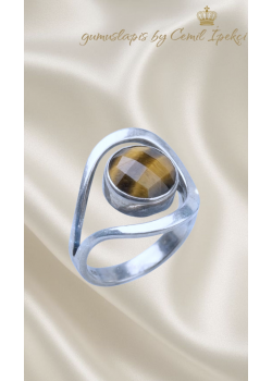 Faset Kesim Kaplangözü Taşlı Gümüş Yüzük