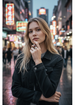 Mercan ve İnci Taşlı Gümüş İkili Yüzük