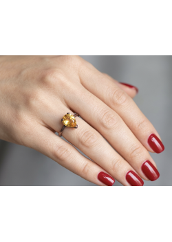 Lab Topaz Taşlı Damla Motif Mini Gümüş Yüzük