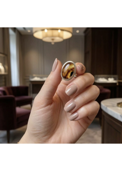 Kaplangözü Taşlı Oval Motif Gümüş Yüzük