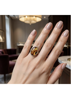 Kaplangözü Taşlı Oval Motif Gümüş Yüzük