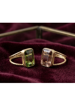 Işığa Göre Renk Değiştiren Taşlı Mini Dikdörtgen Gümüş Yüzük