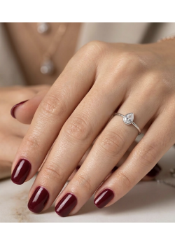 Beyaz Taşlı Damla Motif Gümüş Mini Yüzük