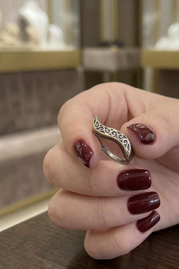 Dalga Motif Sarı Detaylı Özel Siyah Kaplama Gümüş Yüzük