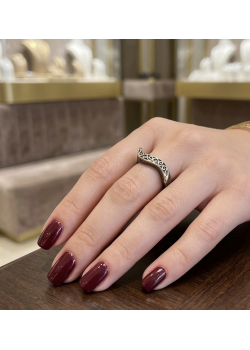 Dalga Motif Sarı Detaylı Özel Siyah Kaplama Gümüş Yüzük