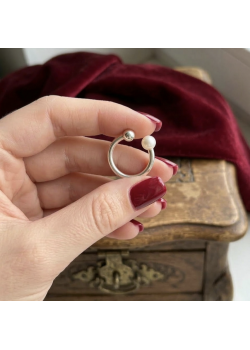 İnci Taşlı Düz Motif Gümüş Yüzük