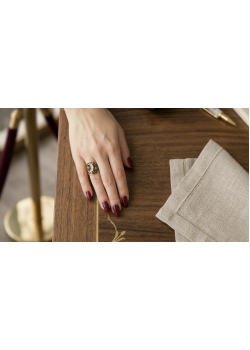 Yakut ve Zümrüt Taşlı Üstü Açık Sarı Kaplama Gümüş Yüzük