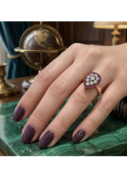 Yakut ve Zirkon Taşlı Damla Motif Gümüş Yüzük