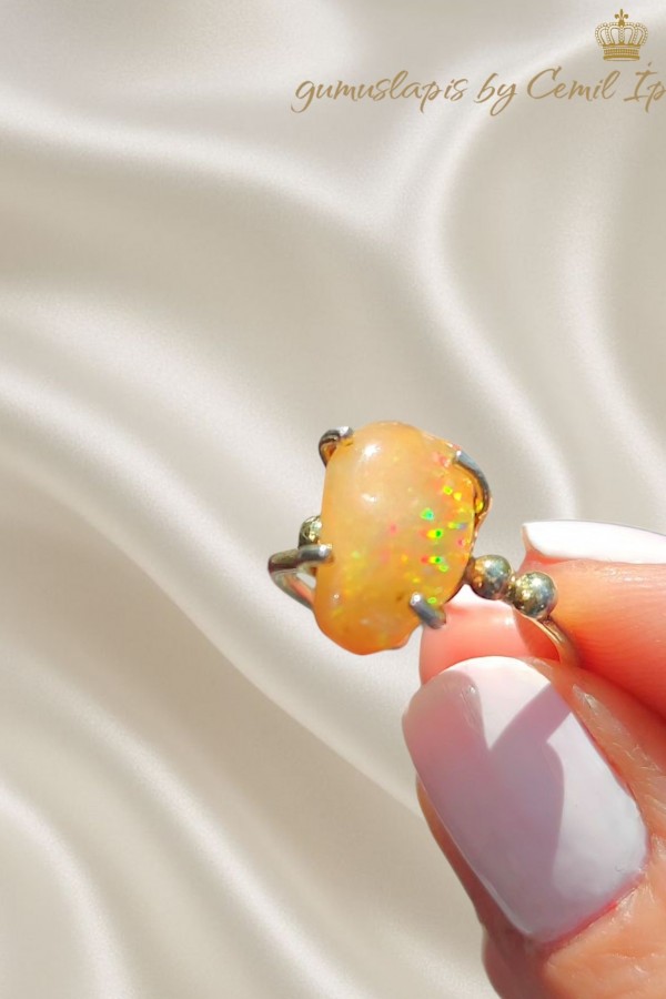 Opal Taşlı Gümüş Yüzük (sarı)