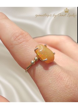 Opal Taşlı Gümüş Yüzük (sarı)