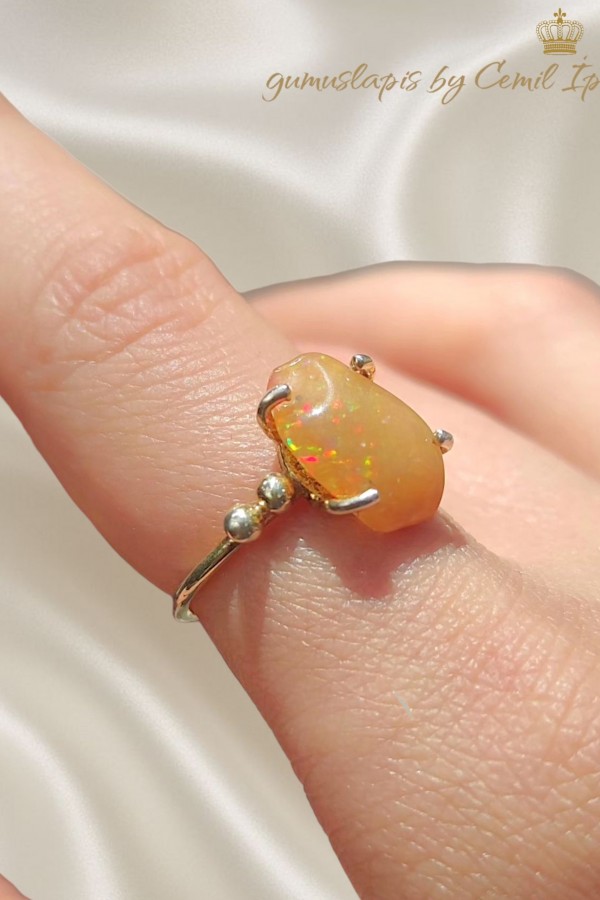 Opal Taşlı Gümüş Yüzük (sarı)