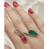 Yakut ve Peridot Taşlı Yaprak Motif Gümüş Yüzük 