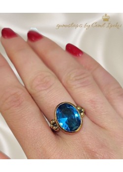 Lab Topaz Taşlı Gümüş Yüzük