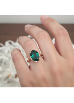 Peridot Taşlı Oval Gümüş Yüzük