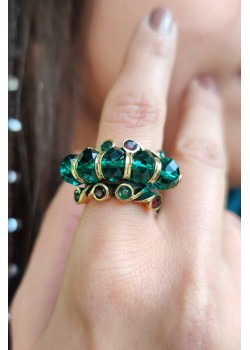 Koyu Peridot Taşlı Elişi Gümüş Yüzük