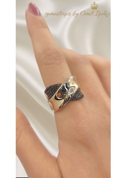 Dumanlı Kuvars Taşlı Gümüş Yüzük 