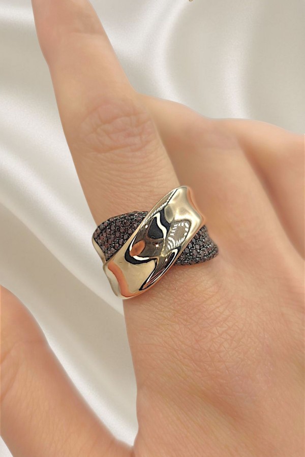 Dumanlı Kuvars Taşlı Gümüş Yüzük 