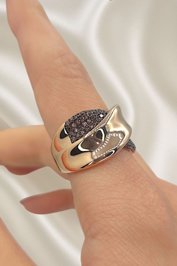 Dumanlı Kuvars Taşlı Gümüş Yüzük 