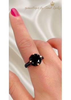 Siyah Safir ve Onix Taşlı Gümüş Yüzük