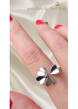 Çoklu Tarafı Hareketli Diğer Tarafı Sabit Gümüş Yüzük 