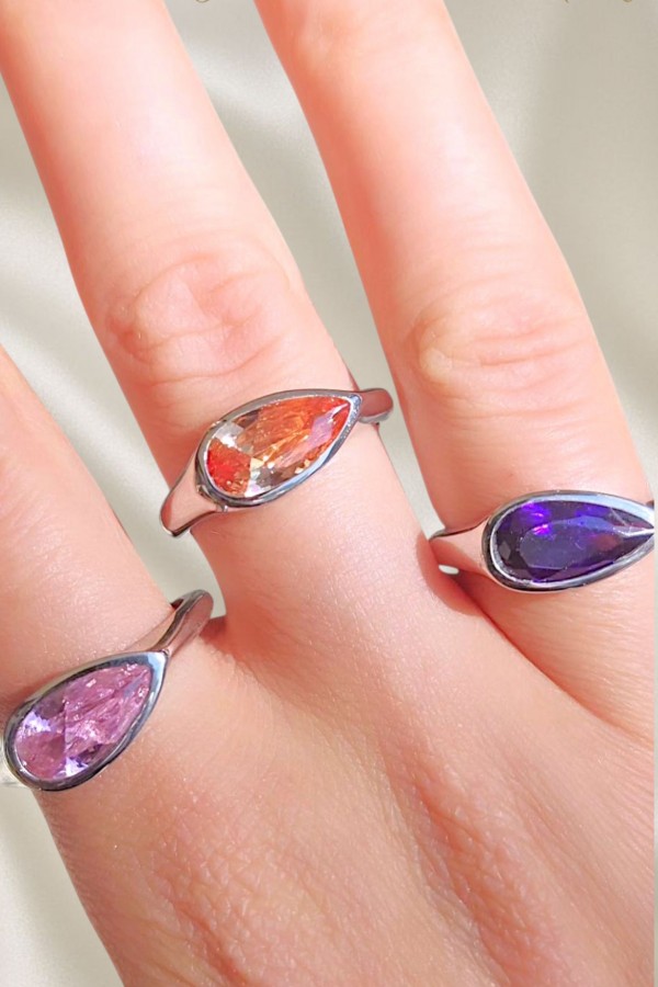 Ametist ve Morganit Taşlı Gümüş Yüzük Serisi 