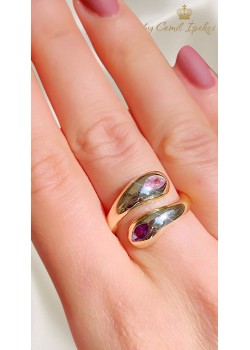 Ametist ve Morganit Taşlı Gümüş Yüzük 