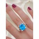Lab Topaz Taşlı Yüksek Motif Gümüş Yüzük