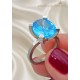 Lab Topaz Taşlı Yüksek Motif Gümüş Yüzük
