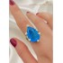 Mavi Lab Topaz Taşlı Damla Motif Gümüş Yüzük