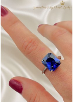 Lab Tanzanit Taşlı Gümüş Yüzük