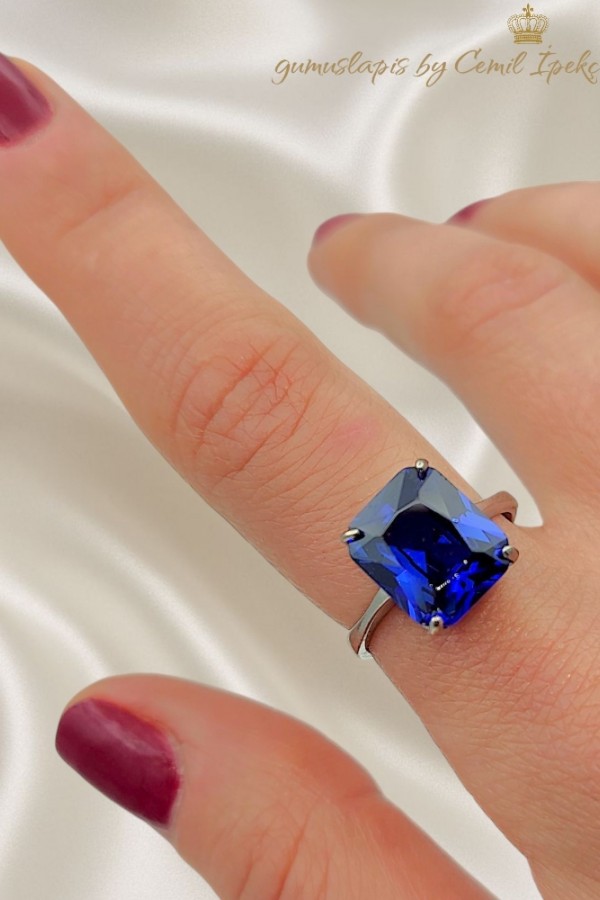 Lab Tanzanit Taşlı Gümüş Yüzük