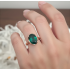 Peridot Taşlı Oval Gümüş Yüzük