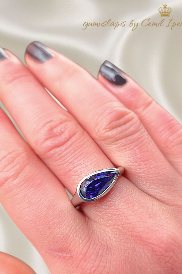 Ametist ve Morganit Taşlı Gümüş Yüzük Serisi 