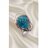 Turkuaz ve İnci Taşlı Gümüş Oval Yüzük