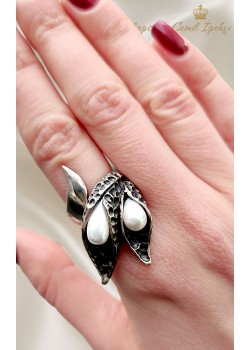 İkili İncili Gümüş Yüzük 