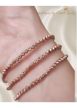 Dorika Topları ile Süslü Gümüş Lastikli Bileklik Serisi