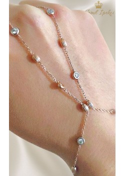 Lazer Kesim Topcuk ve Beyaz Taşlı Gümüş Şahmeran 